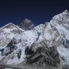 Scenic Sherpa village in Nepal with Himalayan mountains in the background