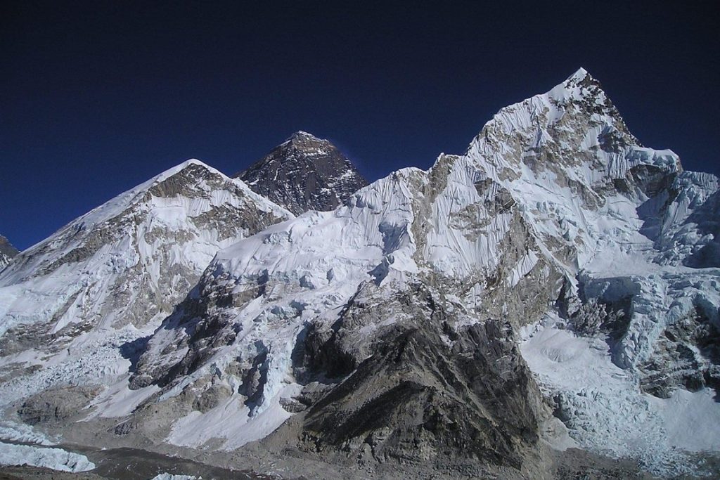 Scenic Sherpa village in Nepal with Himalayan mountains in the background